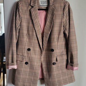 Scotch & Soda Double Breasted Plaid Tailored Blazer XS